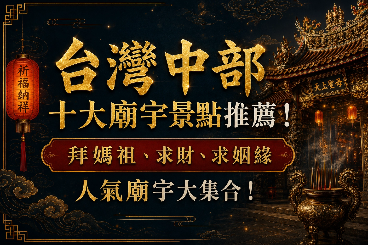 台灣中部十大廟宇景點推薦！拜媽祖、求財、求姻緣人氣廟宇大集合！
