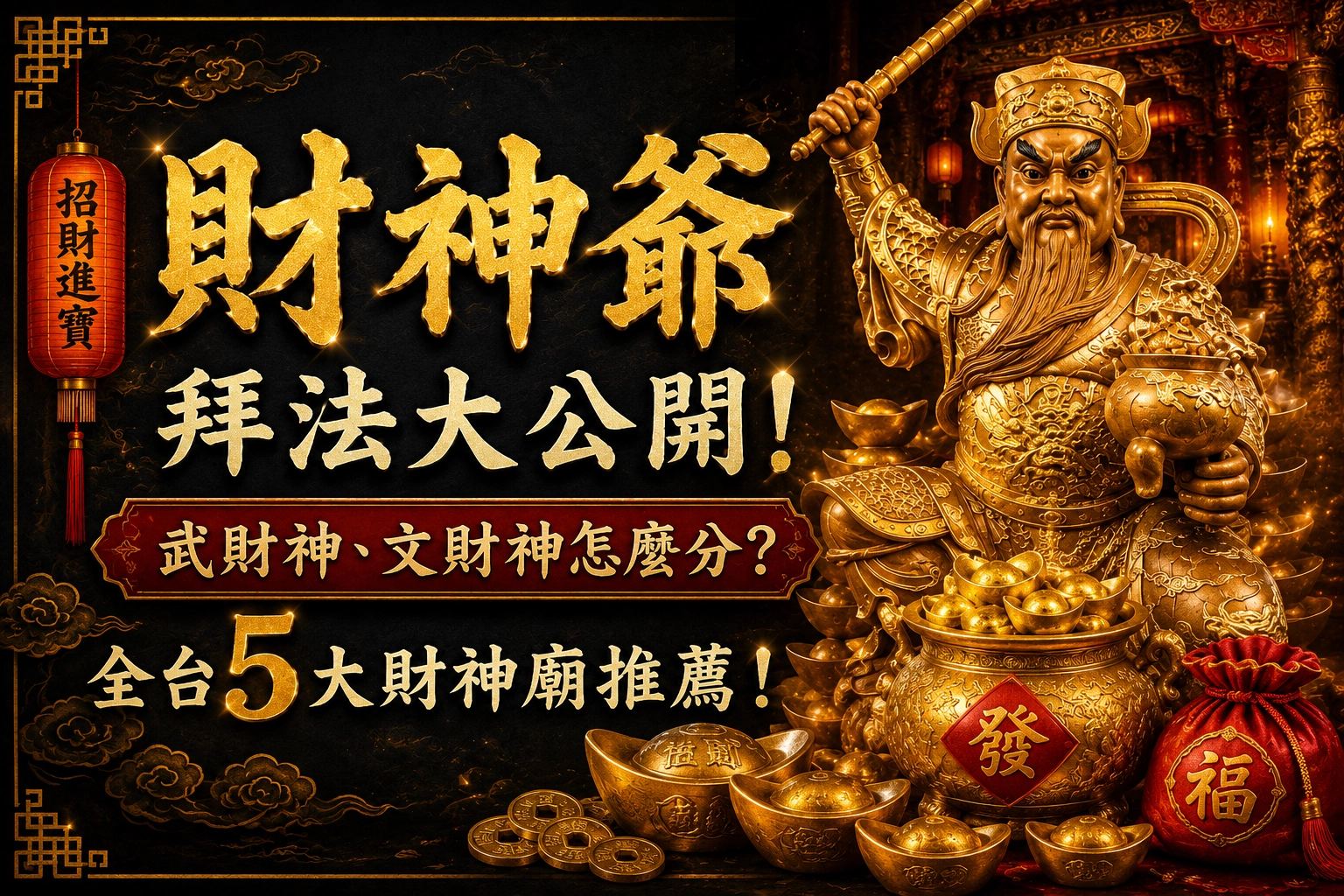 財神爺拜法大公開！武財神、文財神怎麼分？全台5大財神廟推薦！