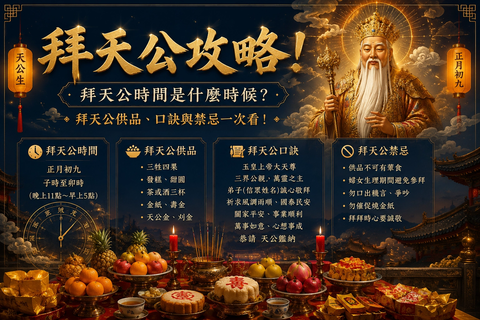 拜天公攻略！拜天公時間是什麼時候？拜天公供品、口訣與禁忌一次看！