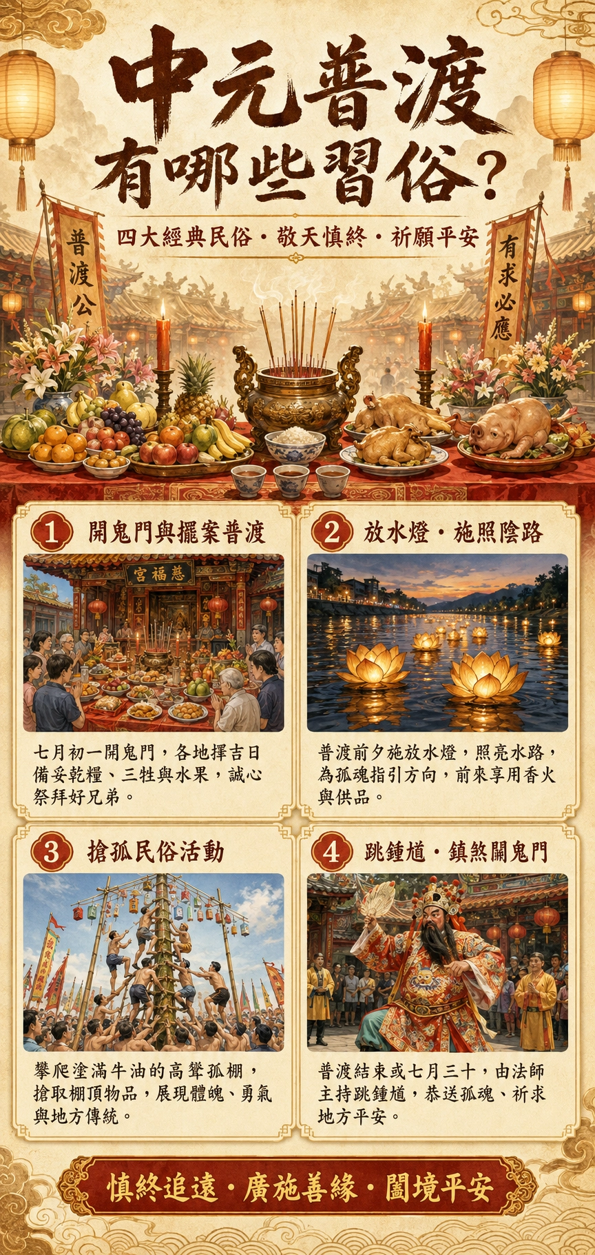 中元普渡的習俗,鬼門開,搶孤