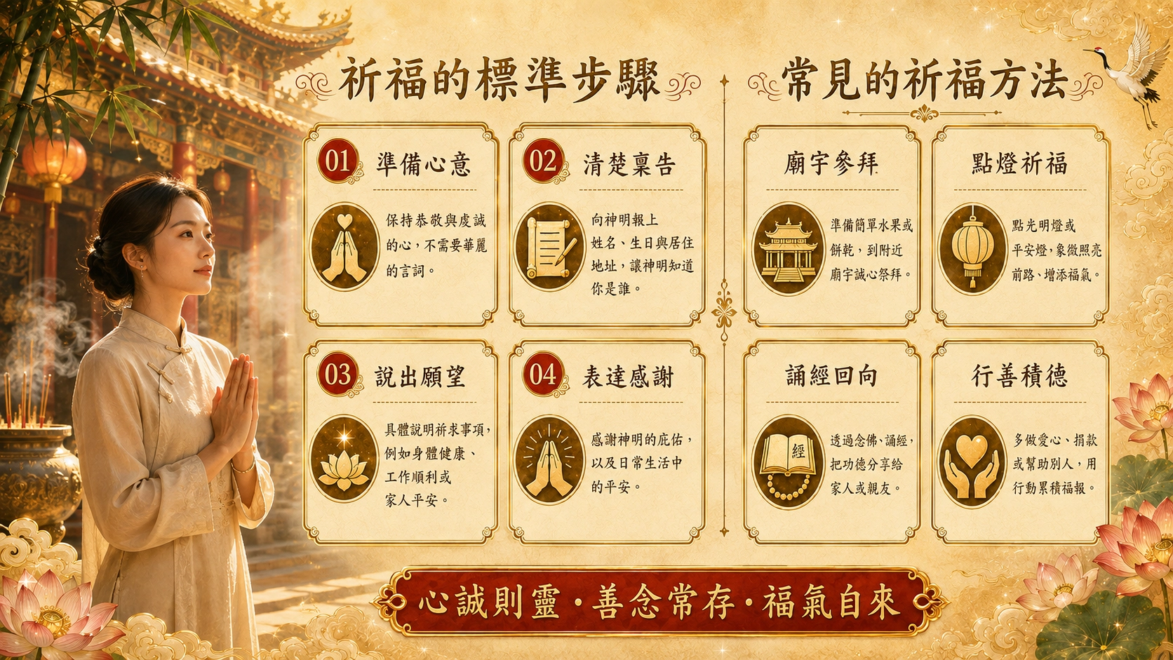 廟宇祈福方法,一個人在廟宇祈福的狀態