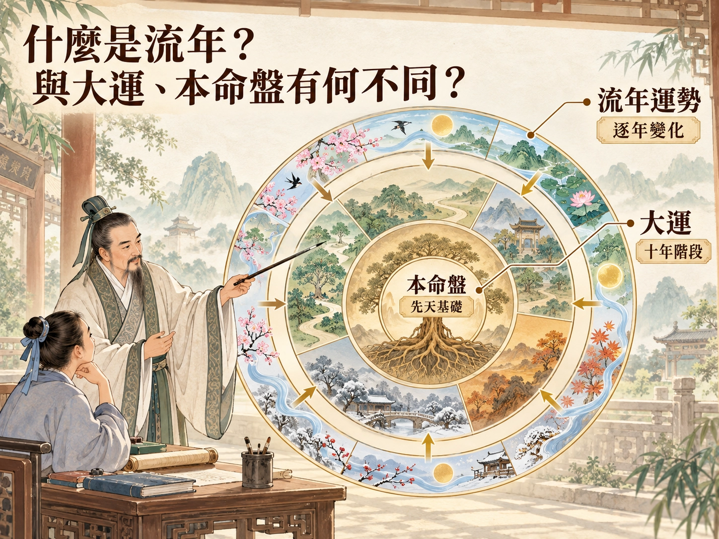 本命盤、大運與流年關係圖